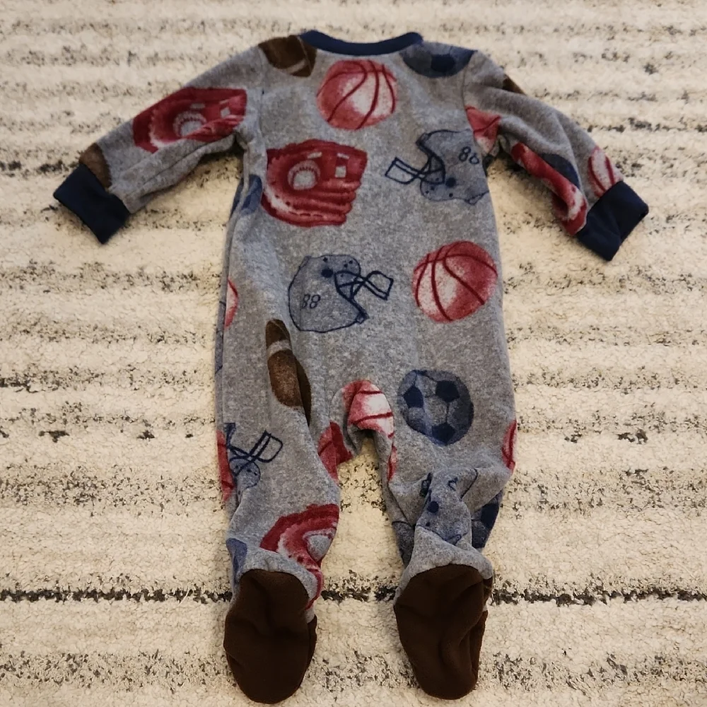 Carter's Blue and Brown Sports Footie Size 3 Months